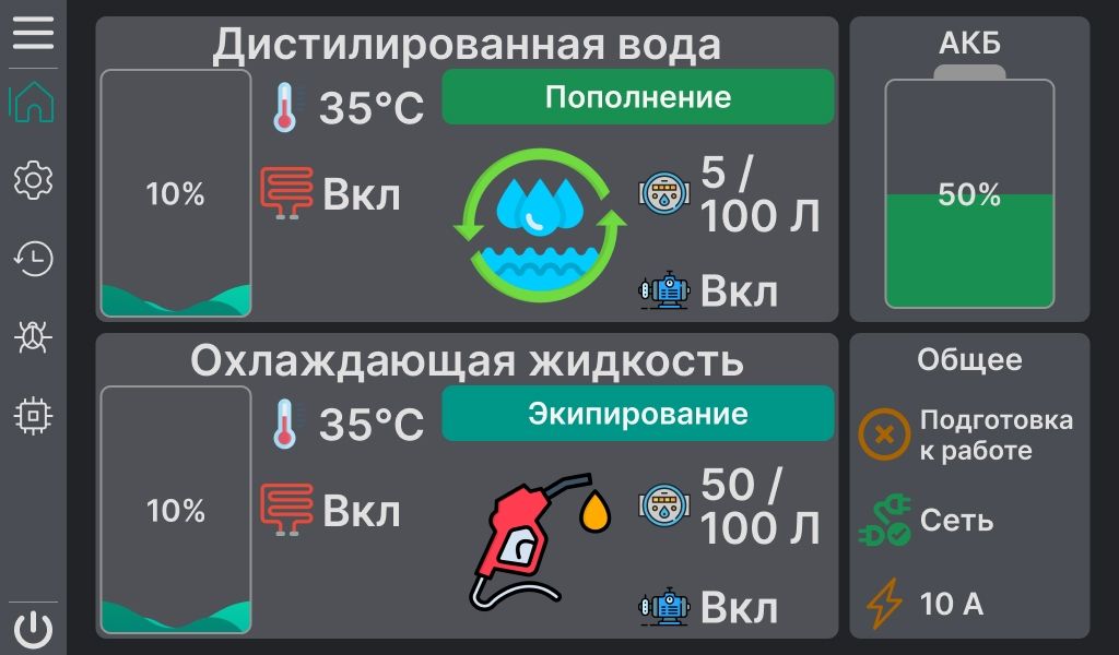 Интуитивный графический интерфейс управления модулем