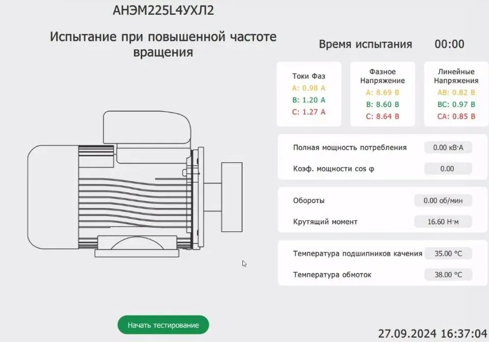 ПО для стенда испытаний асинхронных электродвигателей